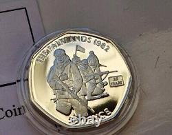 Gibraltar 2007 Silver Proof 50p Royal Marines Falklands Conflict. VERY RARE