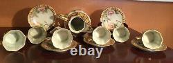 Gorgeous-Very Rare Nippon 12-Piece Chocolate Set Pink Roses and Gold Mark#38