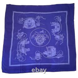 HERMES Ex-Libris Royal Blue 90 cm Cashmere Silk Scarf Box EXCELLENT VERY RARE HERMES Ex-Libris Royal Blue 90 cm Cashmere Silk Scarf Box EXCELLENT VERY RARE