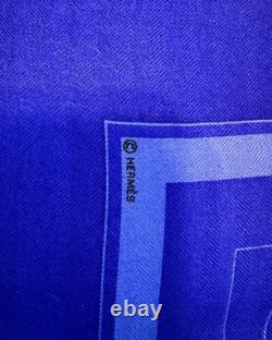 HERMES Ex-Libris Royal Blue 90 cm Cashmere Silk Scarf Box EXCELLENT VERY RARE HERMES Ex-Libris Royal Blue 90 cm Cashmere Silk Scarf Box EXCELLENT VERY RARE