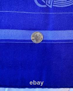 HERMES Ex-Libris Royal Blue 90 cm Cashmere Silk Scarf Box EXCELLENT VERY RARE