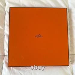 HERMES Ex-Libris Royal Blue 90 cm Cashmere Silk Scarf Box EXCELLENT VERY RARE