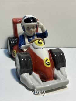 HTF Royal Copenhagen Race Car And Driver #456 Very Rare Porcelain Figurine 5x3