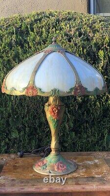 Handel Bradley Hubbard Era Arts Crafts VERY RARE ROYAL CO N. Y SLAG GLASS LAMP