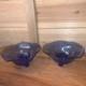 Hazel Atlas Cobalt Blue Royal Lace Ruffled Pair 2 Candlesticks Very Rare Euc