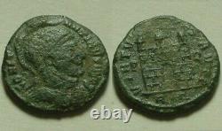 Helmeted Constantine I/very rare genuine ancient Roman coin Camp-gate Rome mint