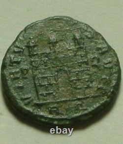 Helmeted Constantine I/very rare genuine ancient Roman coin Camp-gate Rome mint