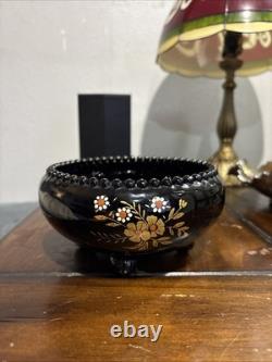 Imperial Candlewick 4-Toe Lily Bowl In Black Cosmos. Very Rare Low Book $400