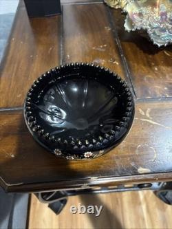 Imperial Candlewick 4-Toe Lily Bowl In Black Cosmos. Very Rare Low Book $400