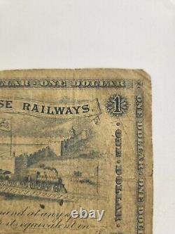 Imperial Chinese Railways China 1 Dollar 1896 Very Rare Banknote