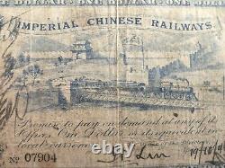 Imperial Chinese Railways China 1 Dollar 1896 Very Rare Banknote