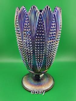 Imperial Glass Amethyst Corn Vase With Aurora Jewels Pattern Very Rare 9.5