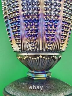 Imperial Glass Amethyst Corn Vase With Aurora Jewels Pattern Very Rare 9.5