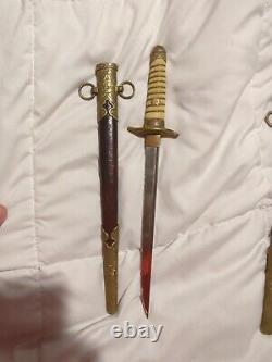 Imperial Japanese Ww2 100% Original Naval Officer Dagger With Scabbard Very RARE