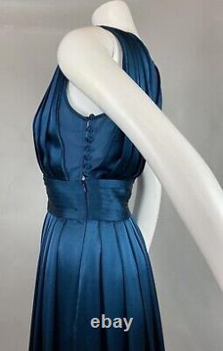 Issa London Petrol Blue Pleat Sheer Panel Silk Dress UK8 US4 ASO Royal Very Rare