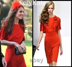 Issa Red Silk Flutter Sleeve Draped Dress Uk 8 10 Us 4 6 Aso Royal Very Rare