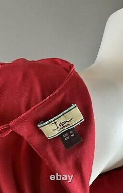Issa Red Silk Flutter Sleeve Draped Dress Uk 8 10 Us 4 6 Aso Royal Very Rare