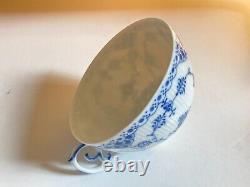 Large size! ROYAL COPENHAGEN Blue Fluted Full Lace tea cup & saucer, very rare