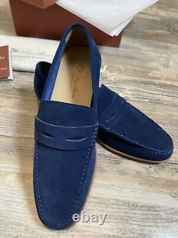 Loro Piana Loafers Suede Royal Blue Size 7US, 6UK Very Rare Find WithBox