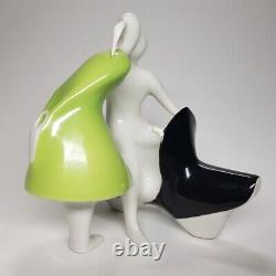 Midcentury Royal Dux Porcelain Statue Very Rare Model 1965 Man on The Bike