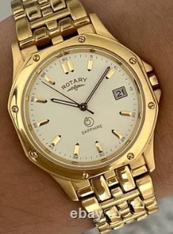 NEW Rotary Royal Oak Mens Watch With & Date Very Rare Boxed Gold Tone Vintage
