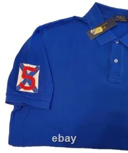 NWT Polo Ralph Lauren Very Rare #5 FLAG & BIG PONY Polo Shirt, Royal Blue, XXL