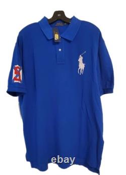 NWT Polo Ralph Lauren Very Rare #5 FLAG & BIG PONY Polo Shirt, Royal Blue, XXL