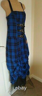 New Very Rare Lip Service Royal Blue Tartan Gothic Prom Dress Cyberpunk Size M