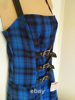 New Very Rare Lip Service Royal Blue Tartan Gothic Prom Dress Cyberpunk Size M