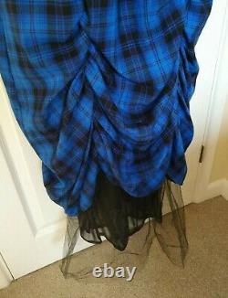 New Very Rare Lip Service Royal Blue Tartan Gothic Prom Dress Cyberpunk Size M