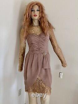 New Victoria Royal Fitted Cocktail Gold Lace Dress Size 4 Very Rare