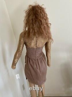 New Victoria Royal Fitted Cocktail Gold Lace Dress Size 4 Very Rare