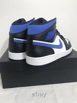 Nike Air Jordan 1 Mid White Black Royal Blue 554724-140 Mens Size 14 Very Rare
