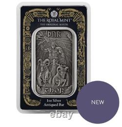 Odin and Thor 1oz Silver Antiqued Bars Royal Mint LOW 500 Mintage Very Rare Pair