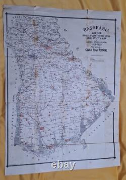 Old original map of Royal Romania Bessarabia 1929, VERY rare kingdom era