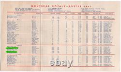 RARE 1947 Montreal Royals Roster Tri-Fold Jackie Robinson and Chuck Connors