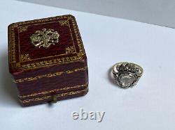 RARE Antique Imperial Russian Faberge Big Diamond 14k 56 Gold Silver Ring