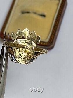 RARE Antique Imperial Russian Faberge Big Diamond 14k 56 Gold Silver Ring