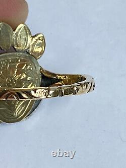 RARE Antique Imperial Russian Faberge Big Diamond 14k 56 Gold Silver Ring