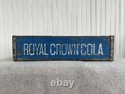 RARE BLUE Royal Crown Cola Wooden Crate Very Clean, Strong Color Rockford IL