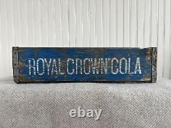 RARE BLUE Royal Crown Cola Wooden Crate Very Clean, Strong Color Rockford IL