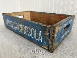 RARE BLUE Royal Crown Cola Wooden Crate Very Clean, Strong Color Rockford IL