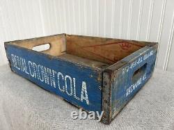 RARE BLUE Royal Crown Cola Wooden Crate Very Clean, Strong Color Rockford IL