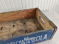 RARE BLUE Royal Crown Cola Wooden Crate Very Clean, Strong Color Rockford IL