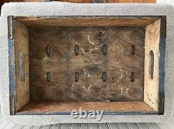 RARE BLUE Royal Crown Cola Wooden Crate Very Clean, Strong Color Rockford IL