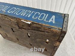 RARE BLUE Royal Crown Cola Wooden Crate Very Clean, Strong Color Rockford IL