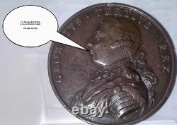 RARE BRITISH CORONATION MEDAL King George III 1760 Very Nice Bronze COBM-4512