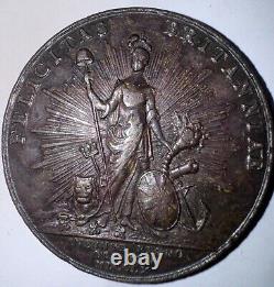 RARE BRITISH CORONATION MEDAL King George III 1760 Very Nice Bronze COBM-4512