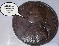 RARE BRITISH CORONATION MEDAL King George III 1760 Very Nice Bronze COBM-4512