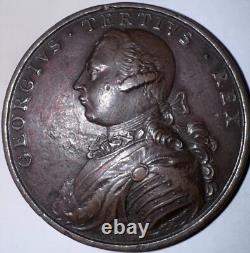 RARE BRITISH CORONATION MEDAL King George III 1760 Very Nice Bronze COBM-4512